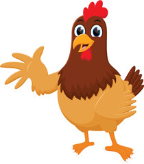 Cartoon cute Chicken posing on white background