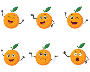 Set of cute orange character cartoon 