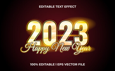 happy new year 2023 3d text effect with. gold typography template for new year