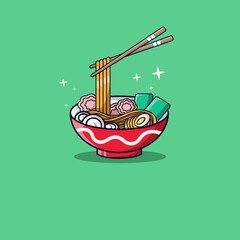 Ramen bowl illustration logo design