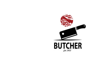 butcher  and beef logo design vector element