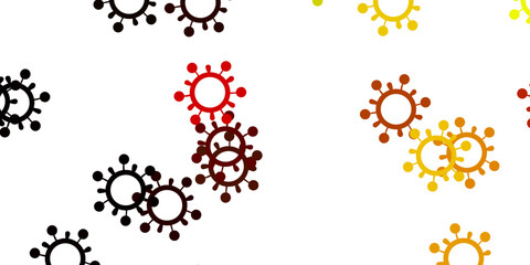 Fototapeta na wymiar Light red, yellow vector backdrop with virus symbols.