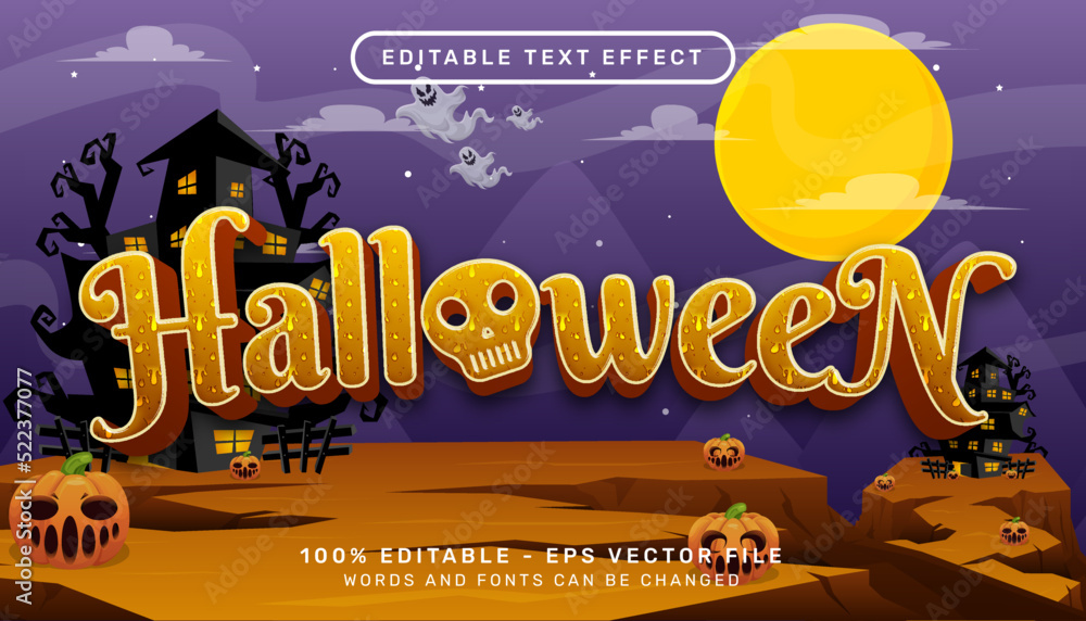 Poster halloween 3d text effect and editable text effect