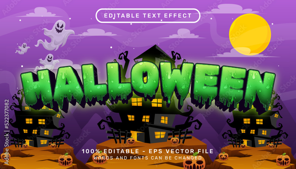 Poster halloween 3d text effect and editable text effect
