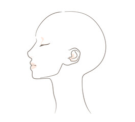 横顔の女性 - あごのライン　アップスタイル　ナチュラル　まっすぐ　髪の毛なし　スキンヘッド