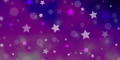 Light Purple, Pink vector background with circles, stars.