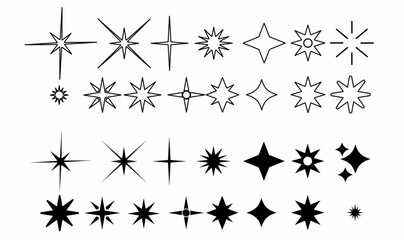 sparkle icon set isolated on white background
