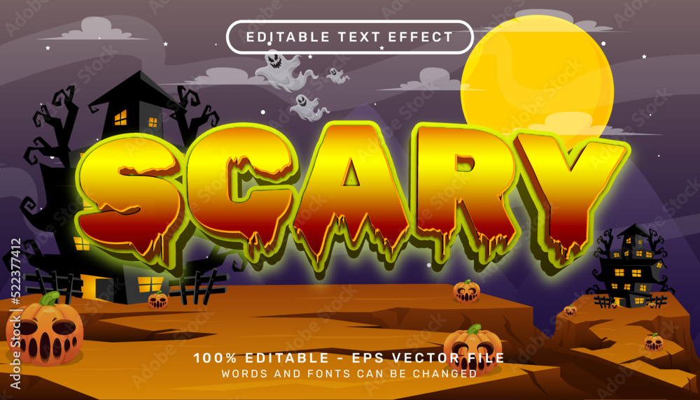 Poster scary 3d text effect and editable text effect