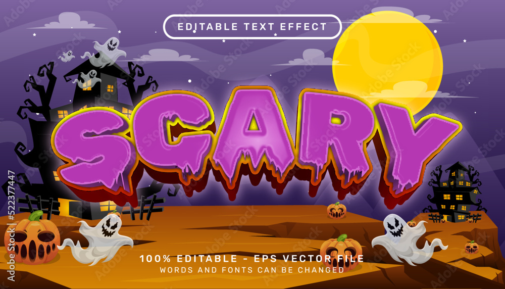 Poster scary 3d text effect and editable text effect
