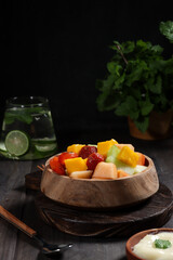 Salad Buah or colourfull creamy fruit salad.