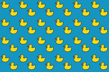 Blue seamless pattern with rubber ducks