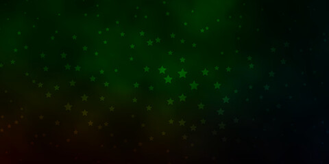 Dark Green vector template with neon stars.