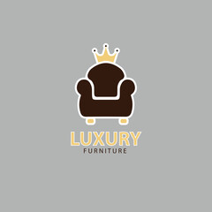 luxury chair furniture logo emblem desain vector