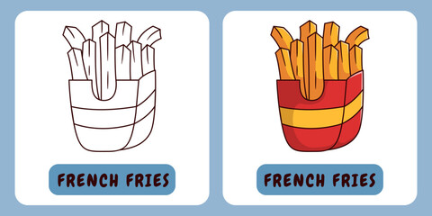 French Fries cartoon illustration for children's coloring book