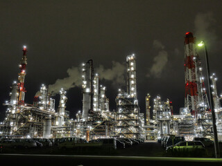 鹿島臨海工業地帯の工場の夜景 (鹿島石油)