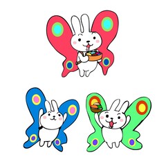 cartoon rabbit wearing a flying butterfly costume
