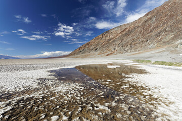Reflections in a pond at Badwater Basin, Death Valley National Park, California