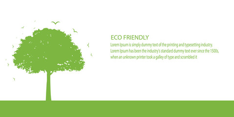 Eco friendly, World environment, Earth day and sustainable development concept with green tree, vector illustration