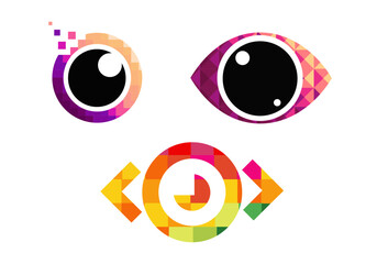 Eye icon - eye symbol. flat eye sign vector. colorful eye icons 