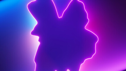 Abstract colorful neon glowing light background. Speed light illuminated. Florescent on the dark scene. Curvy moving line shape. 3D render.