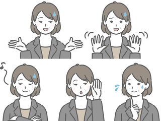 とぼけるスーツの中年女性