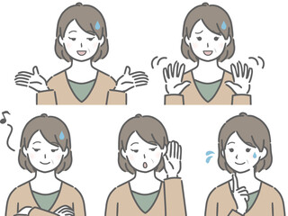 とぼける私服の中年女性