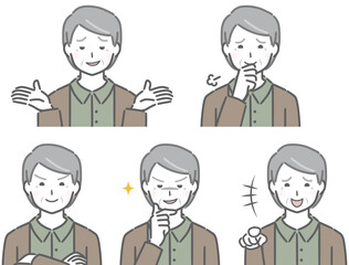 嫌な表情の私服の高齢男性