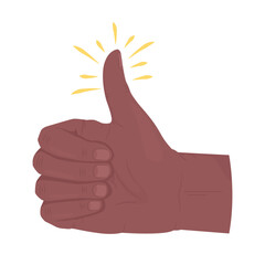 Like semi flat color vector hand gesture. Editable pose. Human body part on white. Thumb up. Approving and accept cartoon style illustration for web graphic design, animation, sticker pack