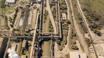 Fototapeta premium Photos of the Novokuznetsk Metallurgical Plant from above. Aerial photography, aerial view