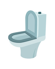 Toilet bowl semi flat color vector object. Restroom equipment. Hygiene. Editable element. Full sized item on white. Simple cartoon style illustration for web graphic design and animation