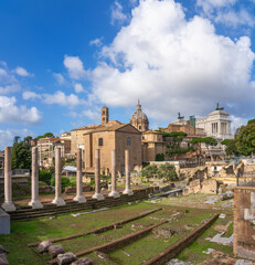 Fototapeta premium Landscape of ruins of Roman's forum. Rome, Italy