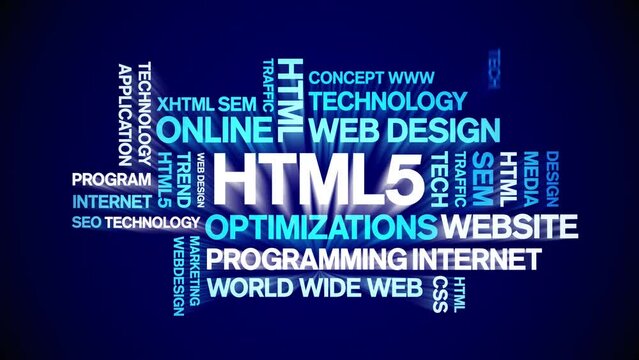 HTML5 animated tag word cloud;text design animation kinetic typography seamless loop.