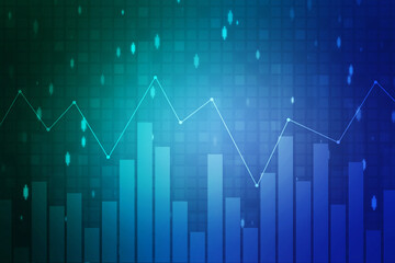 Business Growth graph on technology background, Futuristic raise arrow chart digital transformation abstract technology background. Big data and business growth currency stock and investment economy