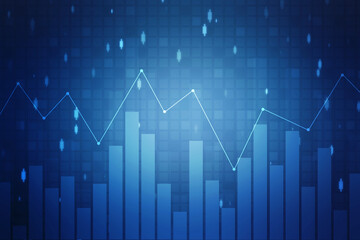 Business Growth graph on technology background, Futuristic raise arrow chart digital transformation abstract technology background. Big data and business growth currency stock and investment economy