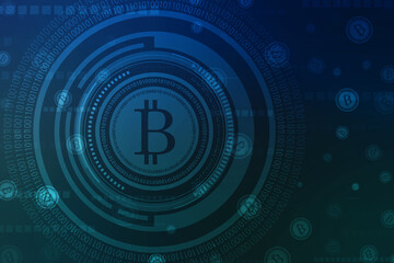 Global Abstract Bitcoin Crypto Currency Blockchain Technology World Map Background Illustration