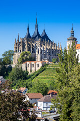 Fototapeta premium gothic cathedral of St. Barbara and baroque Jesuit college, Central Bohemia, Kutna Hora, Czech republic, Europe