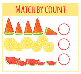 Kids learning number material. Educational game for preschool children with different subjects. Cartoon vector illustration