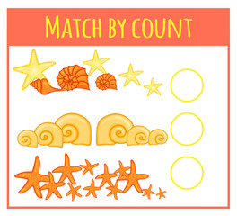 Kids learning number material. Educational game for preschool children with different subjects. Cartoon vector illustration