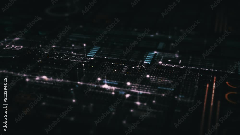 Aufkleber Futuristic digital generated motion abstract matrix cyber environment big data analytic artificial intelligent metaverse simulation, head up display background