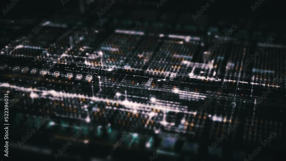 Aufkleber Futuristic digital generated motion abstract matrix cyber environment big data analytic artificial intelligent metaverse simulation, head up display background