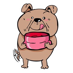 cartoon bulldog needs food