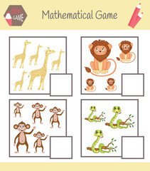 Workbook on mathematics for preschool education. Puzzles for children. Learn to count. Solve examples