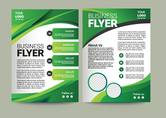 Vector eco flyer, poster, brochure, magazine cover template. Modern green leaf, environment design - Vector	
