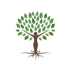 woman tree icon vector concept design template