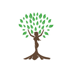 woman tree icon vector concept design template
