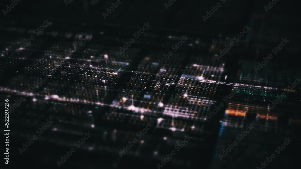 Aufkleber Futuristic digital generated motion abstract matrix cyber environment big data analytic artificial intelligent metaverse simulation, head up display background