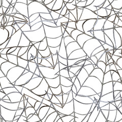 Fototapeta premium Black cobweb watercolor seamless pattern. Template for decorating designs and illustrations.