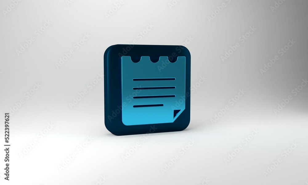 Poster blue notebook icon isolated on grey background. spiral notepad icon. school notebook. writing pad. d
