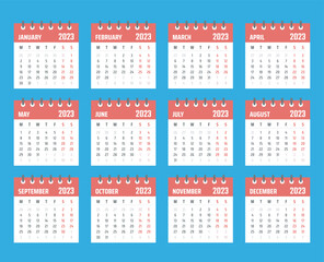 2023 year calendar, calendar design for 2023 starts monday