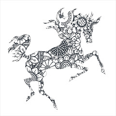 Animal mandala coloring page .Horse Animal Mandala 
